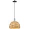Arcadia Woven Rattan 12" Wide Polished Chrome Stem Hung Mini Pendant