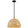 Arcadia Woven Rattan 16"W Black Antique Brass Stem Hung Mini Pendant