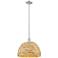 Arcadia Woven Rattan 16"W Brushed Satin Nickel Stem Hung Mini Pendant