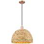 1_Arcadia Woven Rattan 16" Wide Antique Copper Cord Hung Mini Pendant