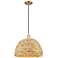 Arcadia Woven Rattan 16" Wide Antique Copper Cord Hung Mini Pendant