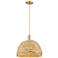 Arcadia Woven Rattan 16" Wide Champagne Bronze Cord Hung Mini Pendant