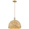 Arcadia Woven Rattan 16" Wide Champagne Bronze Stem Hung Mini Pendant