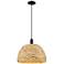 Arcadia Woven Rattan 16" Wide Matte Black Cord Hung Mini Pendant With