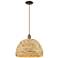 Arcadia Woven Rattan 16" Wide Oil Rubbed Bronze Cord Hung Mini Pendant