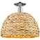 Arcadia Woven Rattan 16" Wide Polished Nickel Semi.Flush Mount With