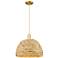 Arcadia Woven Rattan 16" Wide Satin Gold Cord Hung Mini Pendant With