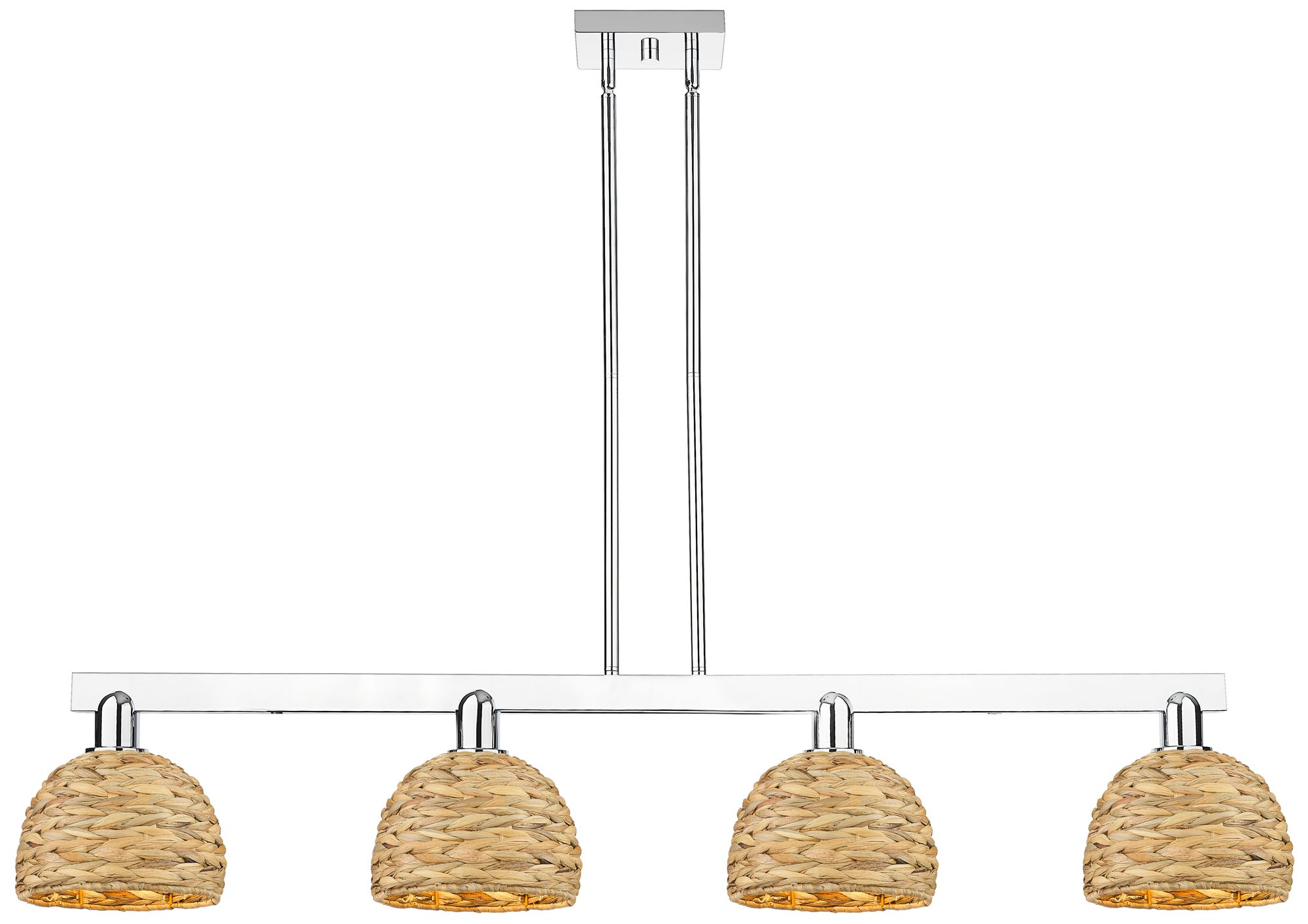 Arcadia Woven Rattan 51"W 4 Light Chrome Stem Hung Island Light