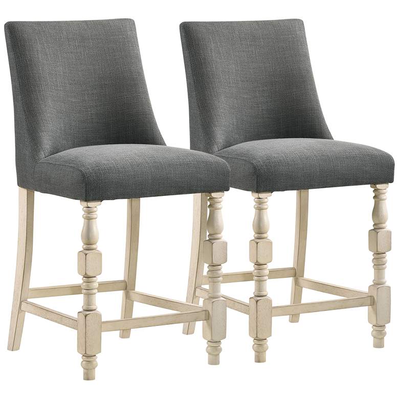 Image 2 Arcatia 26" Dark Gray Fabric Counter Stools Set of 2