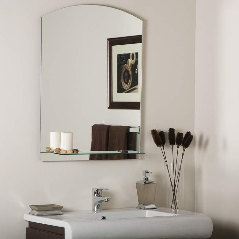 Image 1 Arch 23 1/2" x 31 1/2" Frameless Wall Mirror with Shelf