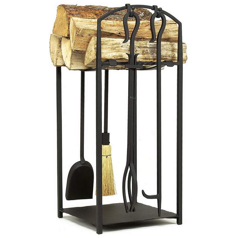 Image 1 Arch Black Finish 26 inch High Log Stand and Tool Set