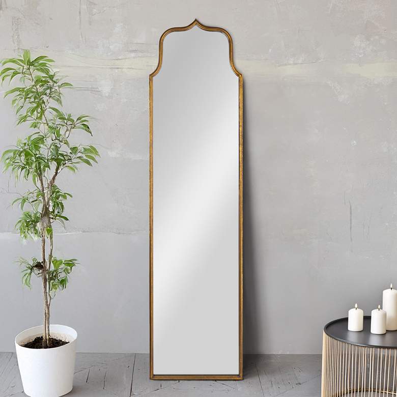 Image 1 Arch-Crowned Top Metal Floor Length Mirror