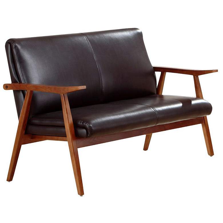 Image 1 Arch Duke 51.2 in. Black and Amber Faux Leather 2-Seater Loveseat