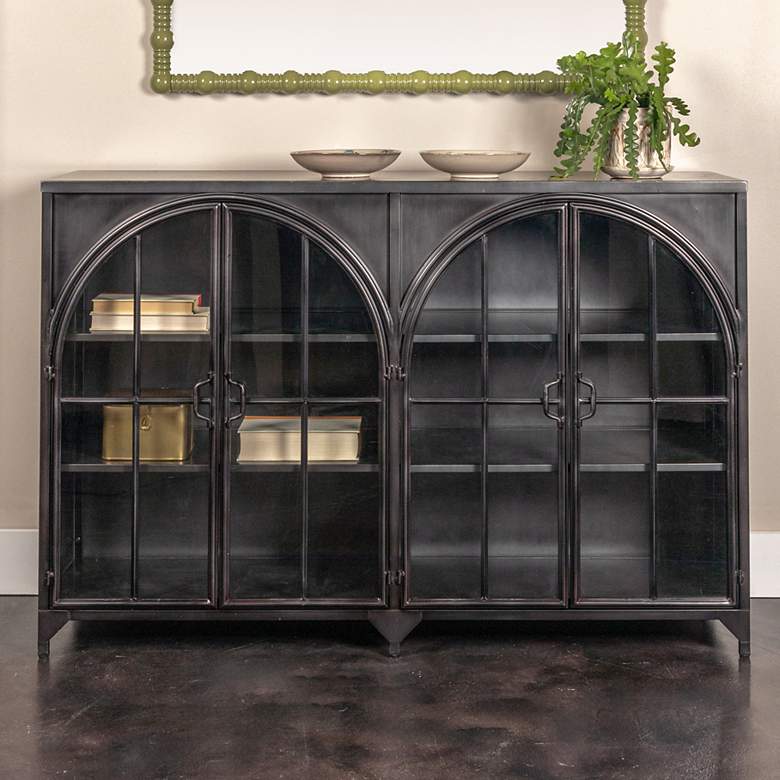 Image 1 Arched Glass Door Metal Sideboard