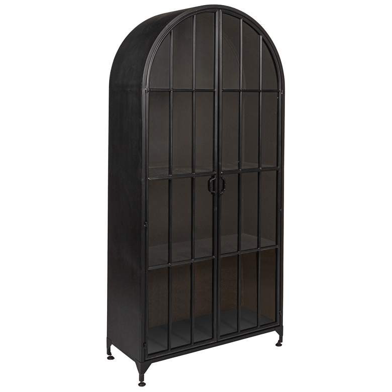 Image 2 Arched Metal Curio Cabinet with Glass Doors