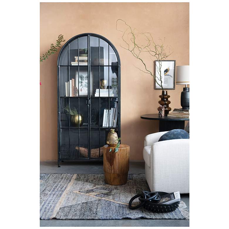Image 3 Arched Metal Curio Cabinet with Glass Doors more views