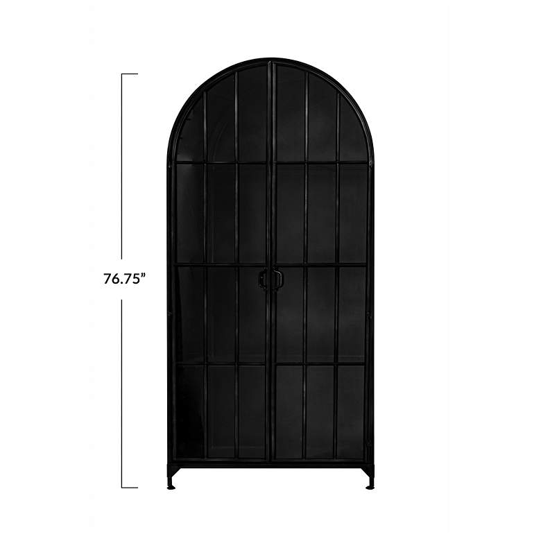 Image 4 Arched Metal Curio Cabinet with Glass Doors more views