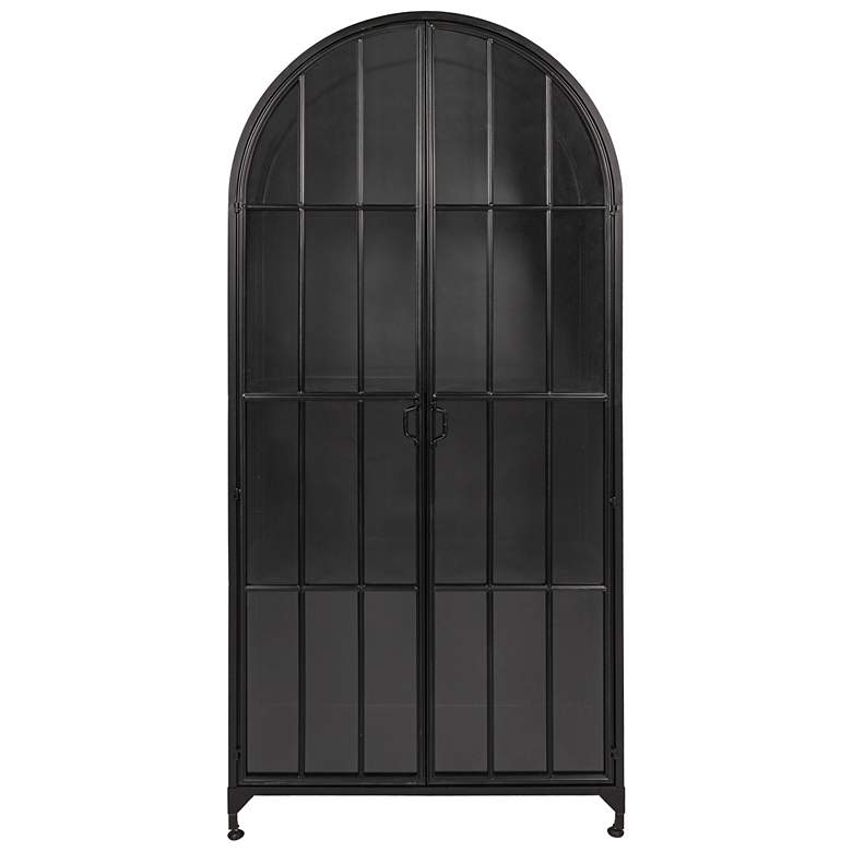 Image 7 Arched Metal Curio Cabinet with Glass Doors more views
