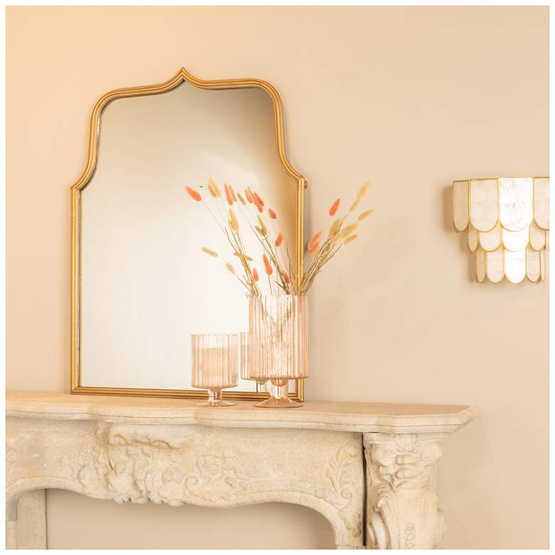 Image 4 Arched Metal Framed Wall Mirror, Antique Goldleaf more views