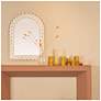 3_Arched Raised Scallop Pattern Wood Wall Mirror, White more views