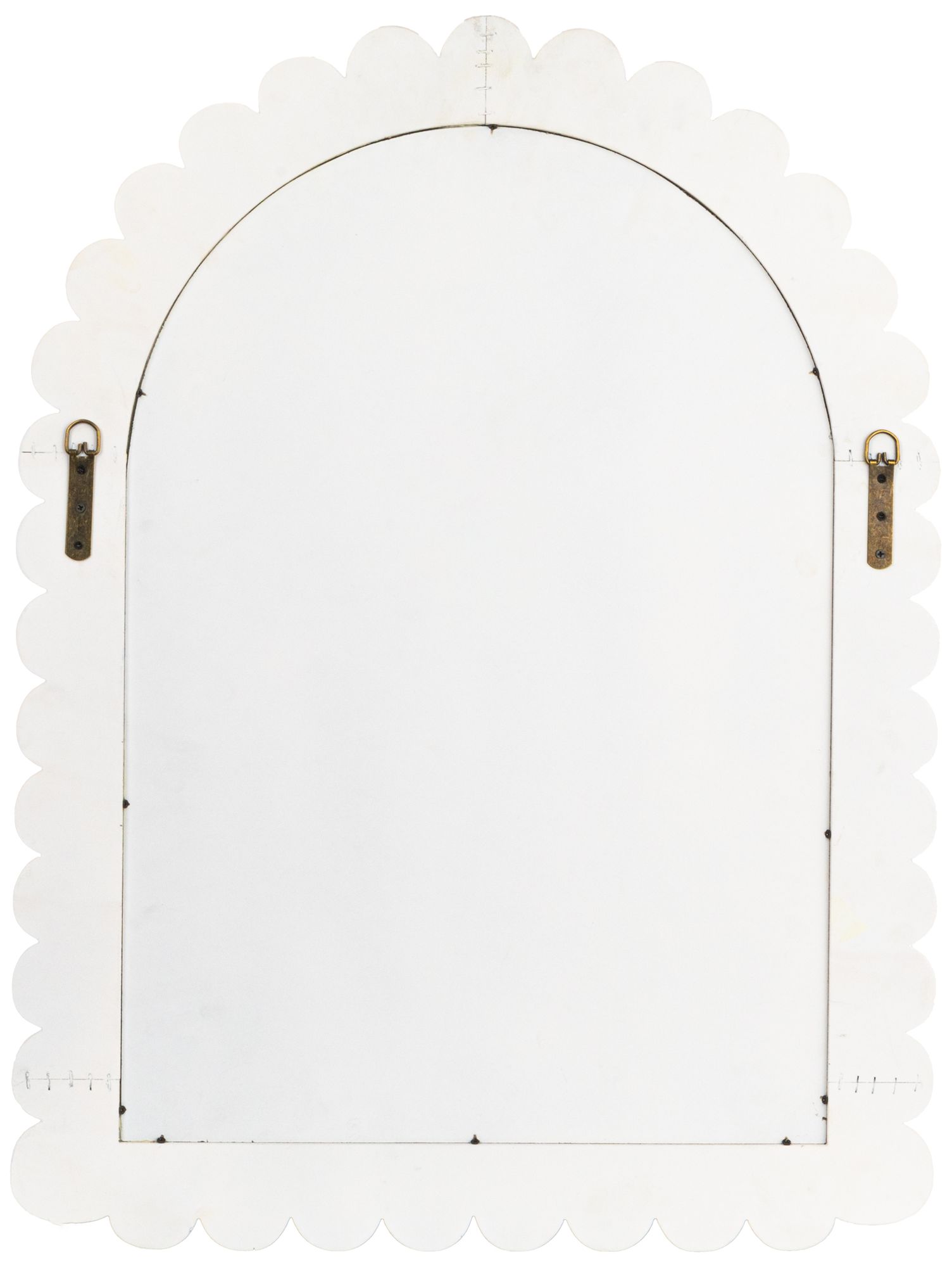 Image 5 Arched Raised Scallop Pattern Wood Wall Mirror, White more views