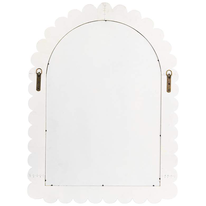 Image 5 Arched Raised Scallop Pattern Wood Wall Mirror, White more views