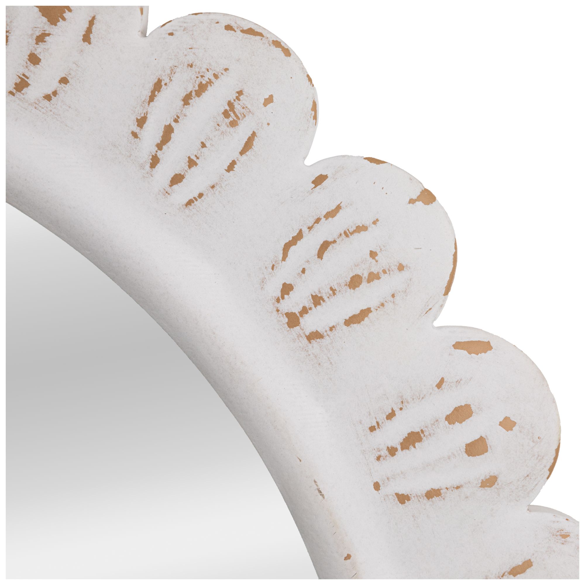 Image 6 Arched Raised Scallop Pattern Wood Wall Mirror, White more views
