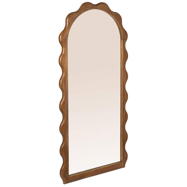 Image 1 Arched Wall Mirror with Scalloped Wood Frame