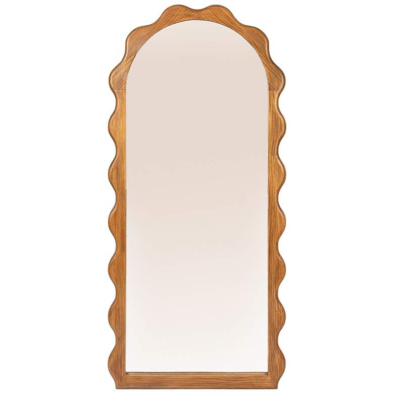 Image 5 Arched Wall Mirror with Scalloped Wood Frame more views