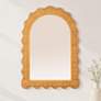 1_Arched Wall Mirror with Scalloped Woven Rattan Frame