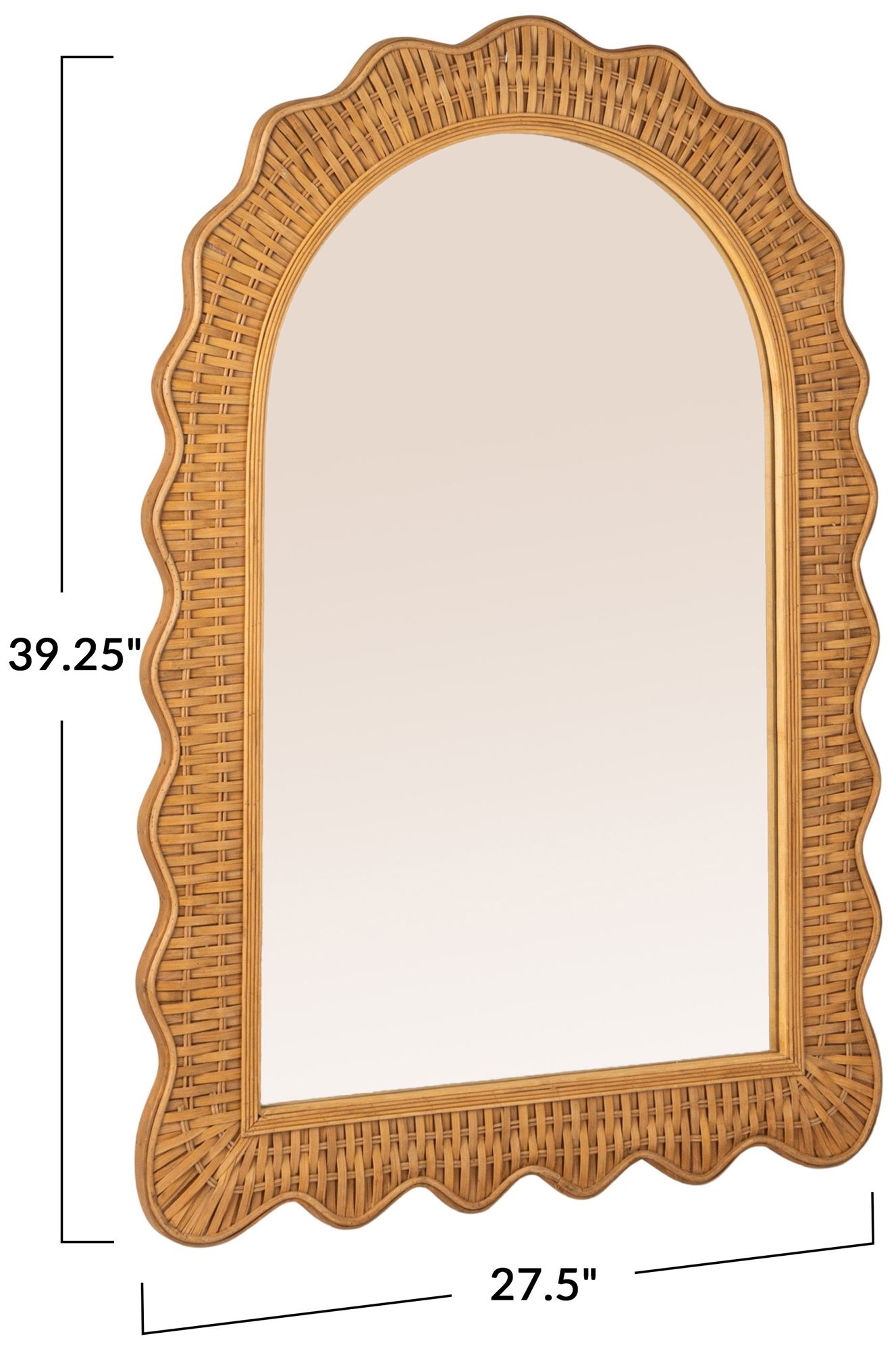 Image 3 Arched Wall Mirror with Scalloped Woven Rattan Frame more views