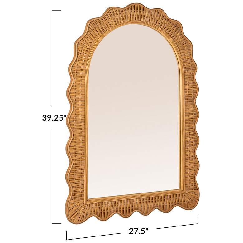 Image 3 Arched Wall Mirror with Scalloped Woven Rattan Frame more views