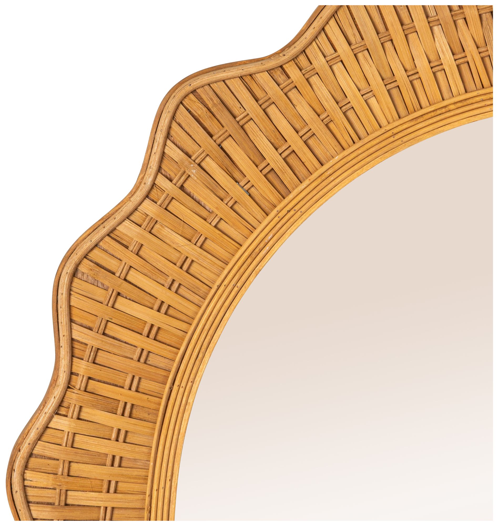 Image 6 Arched Wall Mirror with Scalloped Woven Rattan Frame more views
