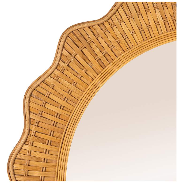 Image 6 Arched Wall Mirror with Scalloped Woven Rattan Frame more views