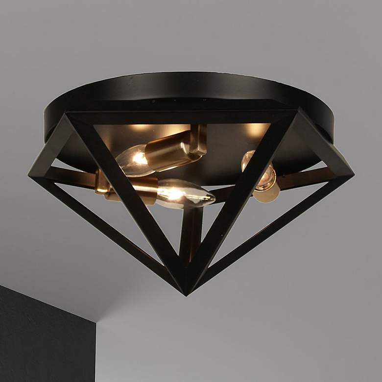 Image 1 Archello 12" Wide 3 Light Matte Black Flush Mount