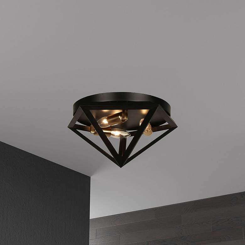 Image 3 Archello 12" Wide 3 Light Matte Black Flush Mount more views