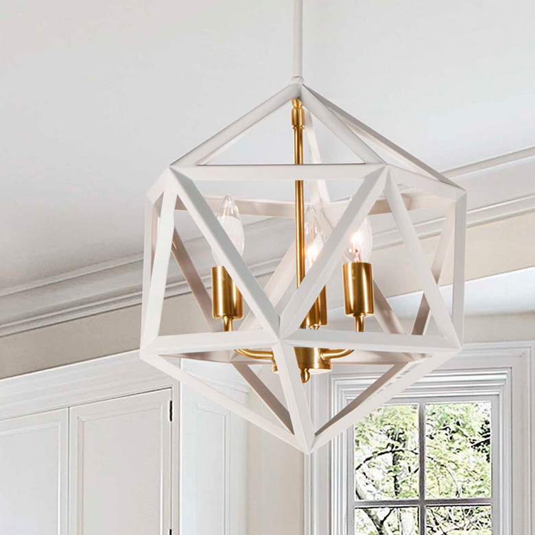 Image 1 Archello 13" Wide Vintage Bronze and White 3-Light Chandelier