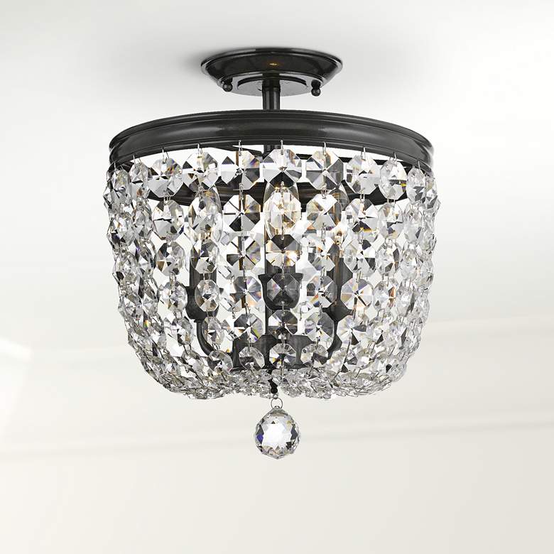 Image 1 Archer 11 1/2" Wide Bronze Hand-Cut Crystal Ceiling Light