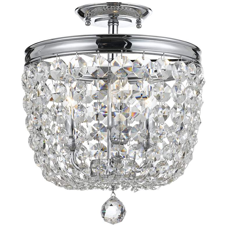 Image 1 Archer 11 1/2 inch Wide Chrome Hand-Cut Crystal Ceiling Light