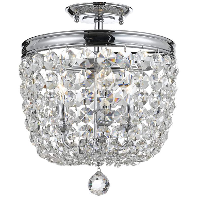 Image 1 Archer 11 1/2" Wide Chrome Hand-Cut Crystal Ceiling Light