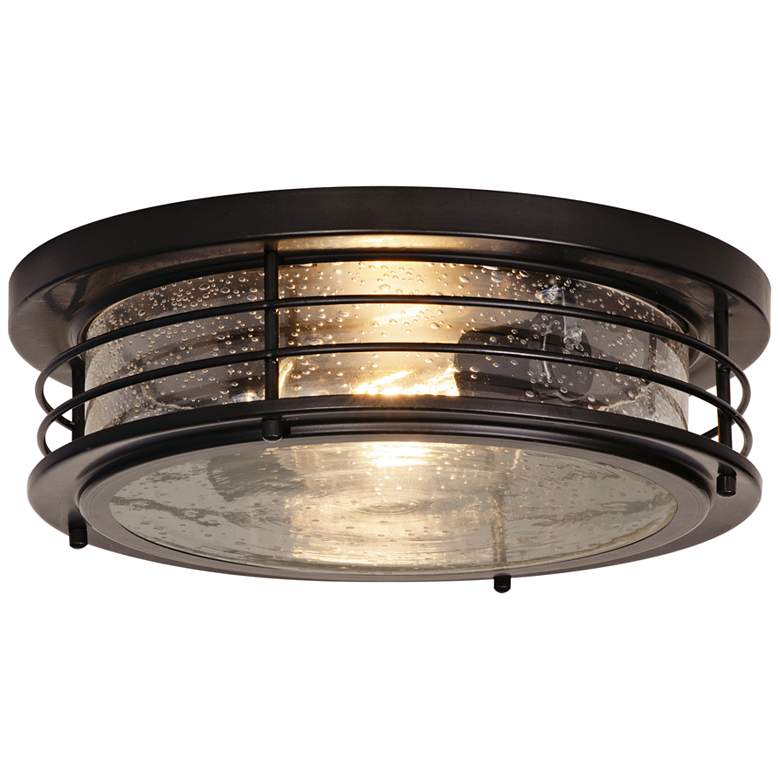 Image 2 Archer 13 inch Wide Black Ceiling Light with Clear Glass Shade