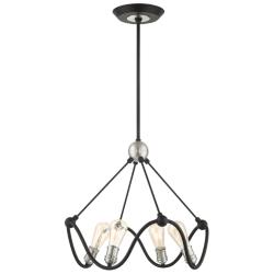 Archer 4 Light Textured Black Chandelier with Brushed Nickel Accents
