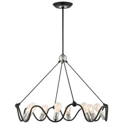 Archer 8 Light Textured Black Chandelier with Brushed Nickel Accents