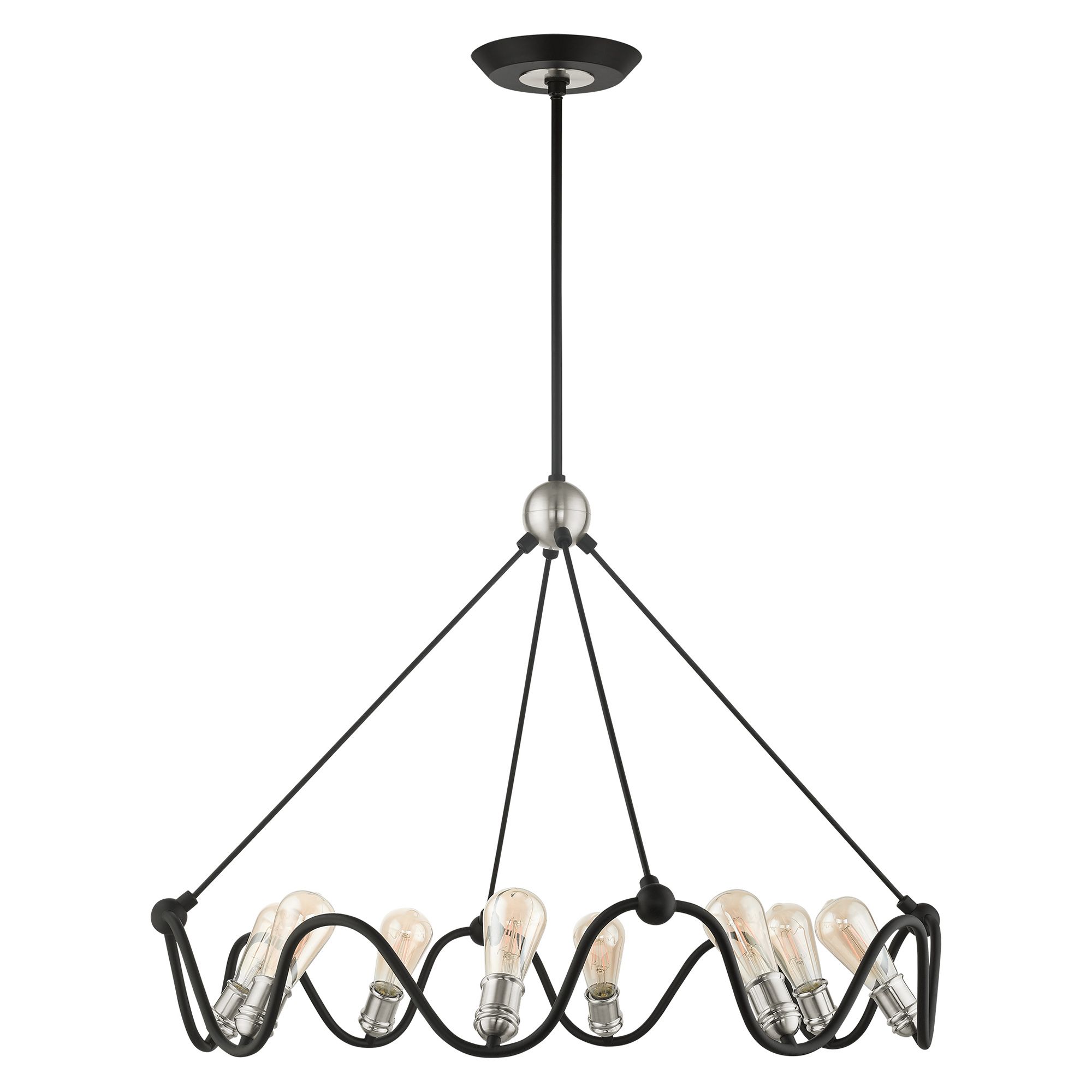 Image 3 Archer 8 Light Textured Black Chandelier with Brushed Nickel Accents more views