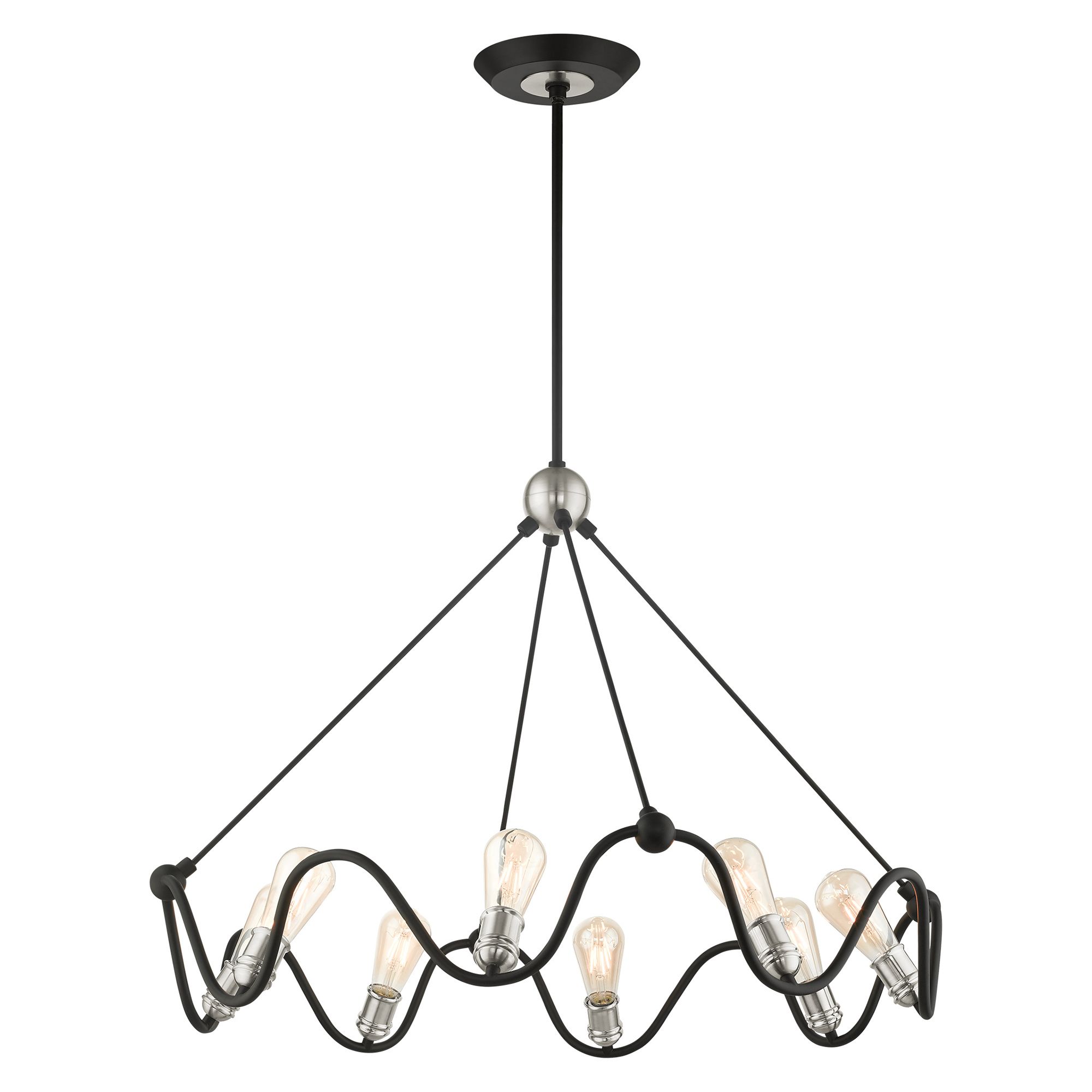 Image 4 Archer 8 Light Textured Black Chandelier with Brushed Nickel Accents more views