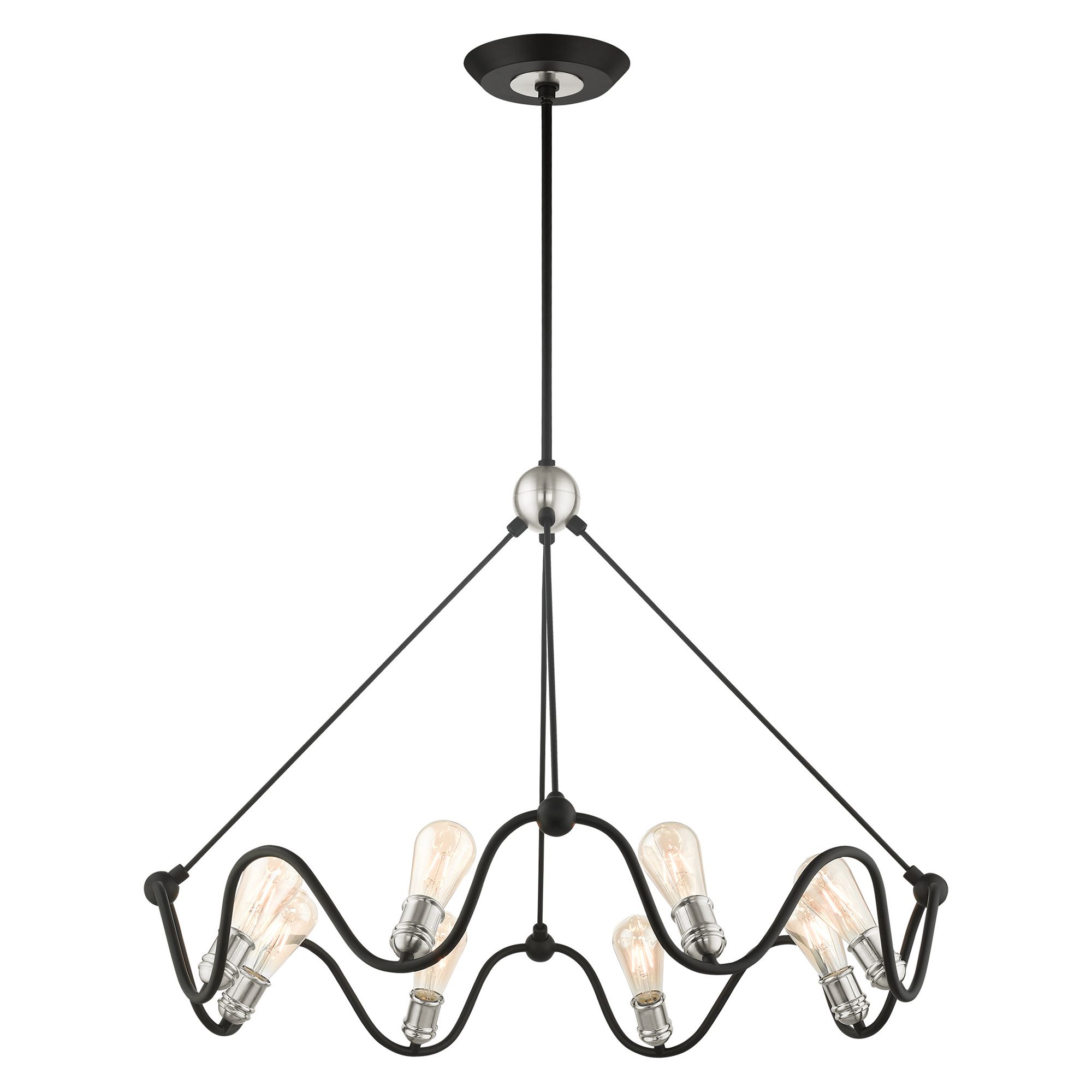 Image 6 Archer 8 Light Textured Black Chandelier with Brushed Nickel Accents more views