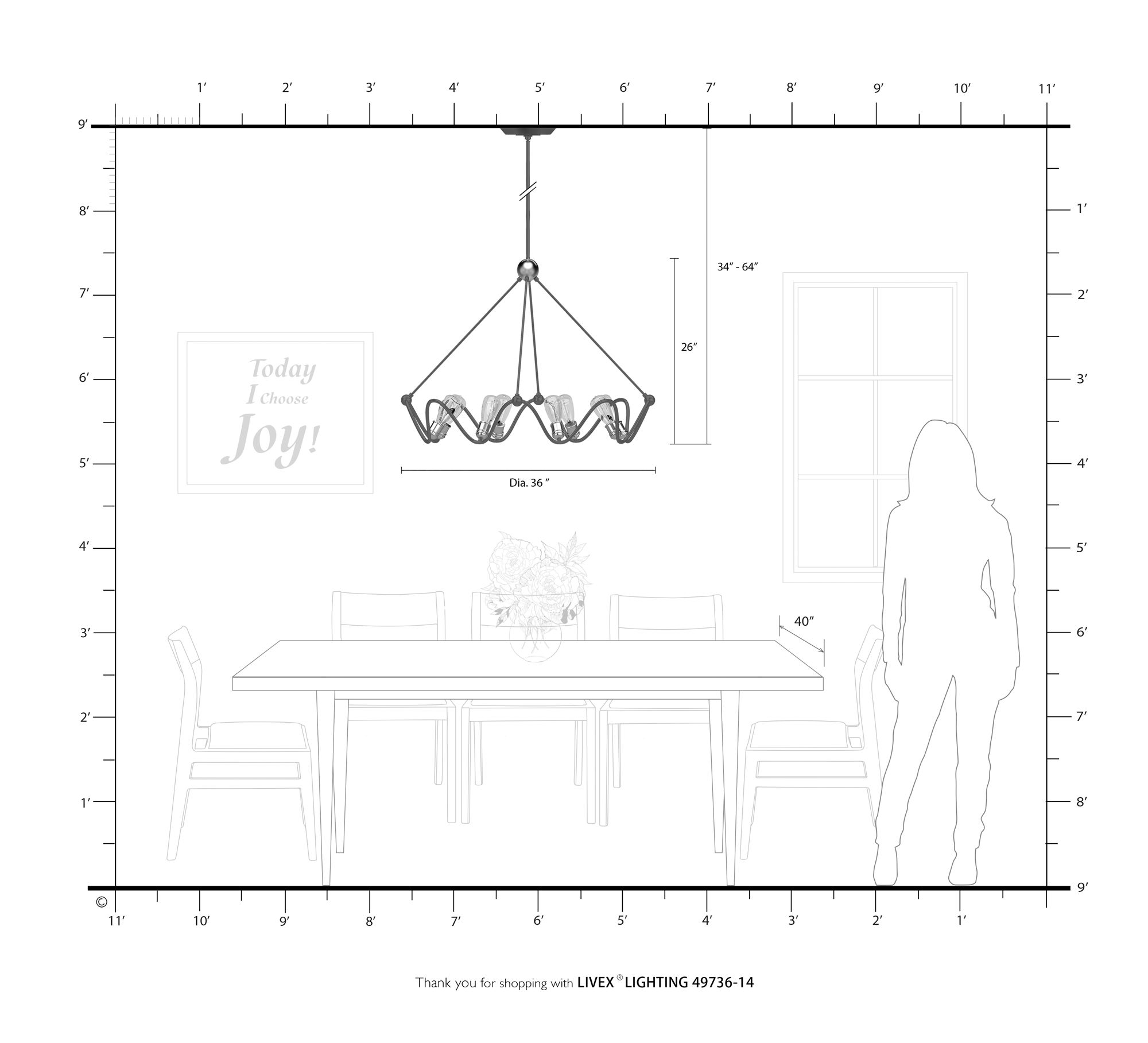 Archer 8 Light Textured Black Chandelier with Brushed Nickel Accents