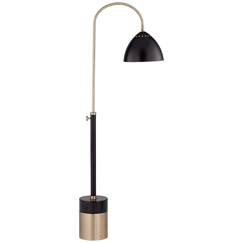 Image 1 Archer Dome Shade Black Marble Floor Lamp