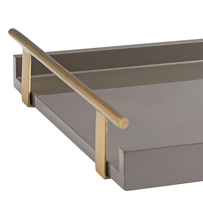 Image 2 Archer Gray Lacquer Rectangular Serving Tray with Handles more views