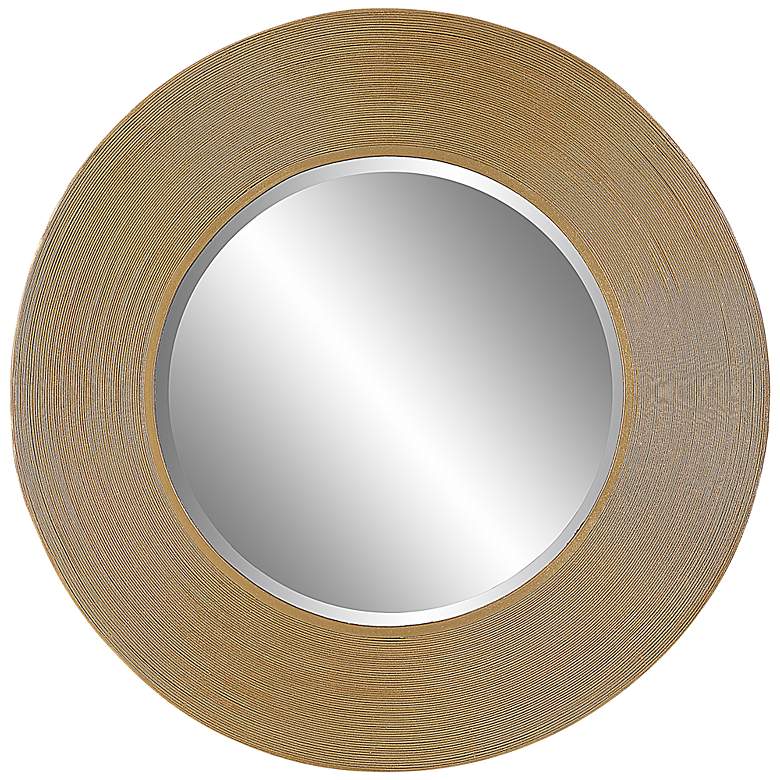 Image 2 Archer Metallic Gold Leaf 35 1/2 inch Round Wall Mirror